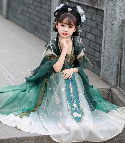 夏季女童漢服 / 女童唐裝襦裙 / 演出服