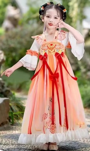 夏季女童漢服 / 女童唐裝紗裙 / 兒童古裝