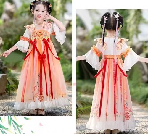 夏季女童漢服 / 女童唐裝紗裙 / 兒童古裝