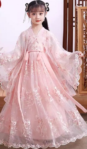 夏季女童漢服 / 兒童古裝襦裙 ( 繡花款 )