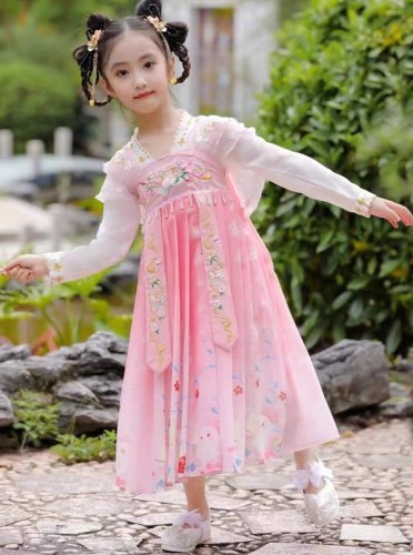 夏季薄款兒童短袖漢服 / 女童古裝