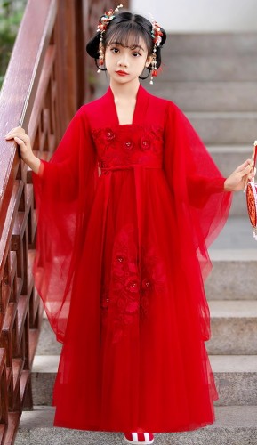 夏季女童漢服 / 兒童襦裙 / 兒童刺繡唐裝