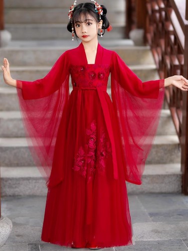 夏季女童漢服 / 兒童襦裙 / 兒童刺繡唐裝