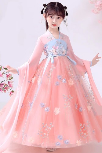 女童長袖漢服 / 女童網紗襦裙 / 兒童唐裝公主裙