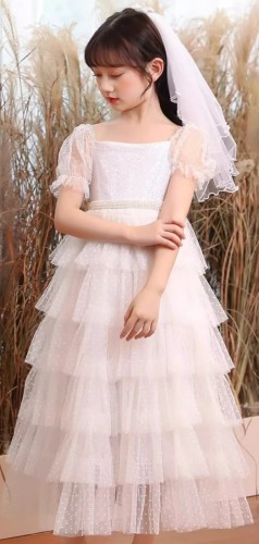 夏季女童針織蓬蓬蛋糕紗裙 / 禮服裙 / 演出裙