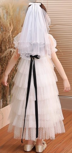 夏季女童針織蓬蓬蛋糕紗裙 / 禮服裙 / 演出裙