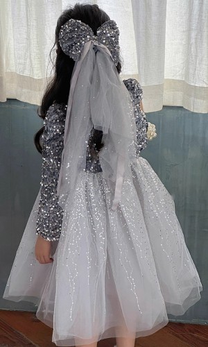 春秋款女童亮片公主蓬蓬裙 / 禮服裙 / 演出服