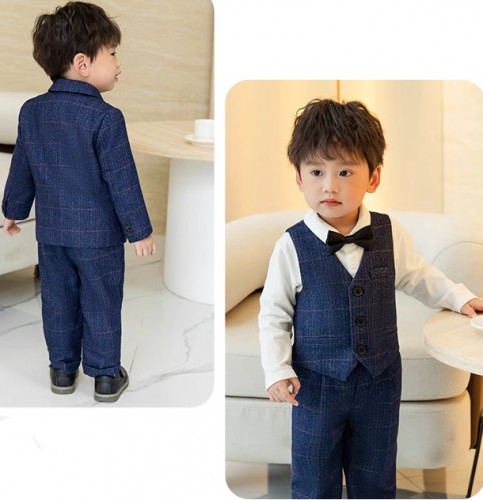 春秋男童英倫格紋西裝 / 花仔服 / 宴會服 / 男童禮服 ( 6件套 )