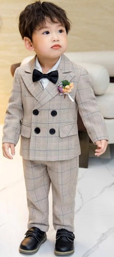 春秋男童英倫格紋西裝 / 花仔服 / 宴會服 / 男童禮服 ( 6件套 )