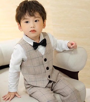 春秋男童英倫格紋西裝 / 花仔服 / 宴會服 / 男童禮服 ( 6件套 )