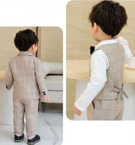 春秋男童英倫格紋西裝 / 花仔服 / 宴會服 / 男童禮服 ( 6件套 )