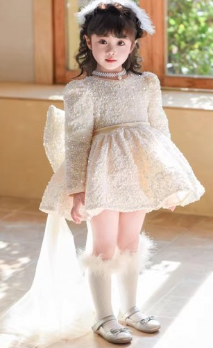 秋冬女童亮片蝴蝶結公主裙 / 花女裙 / 禮服裙 / 表演服